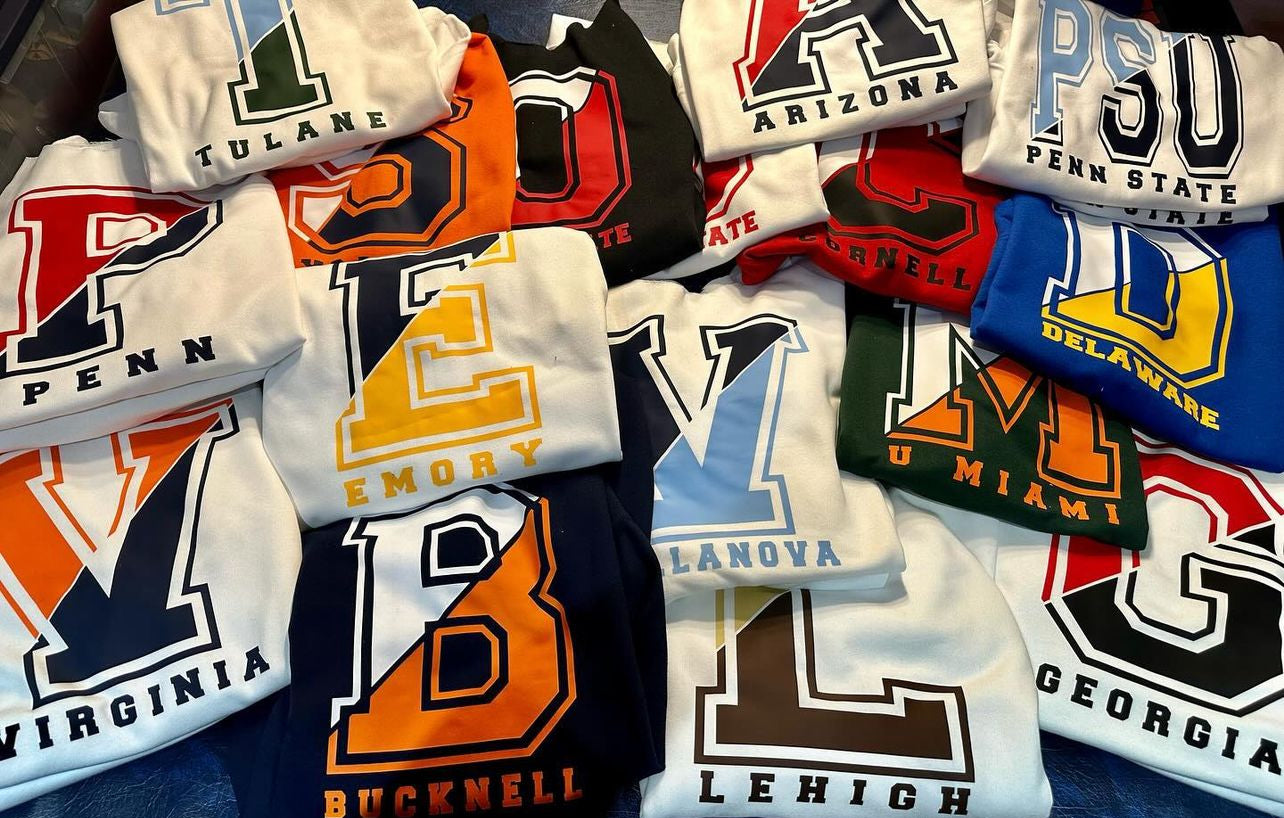 Custom big initial sweatshirt (choose crew neck or off shoulder and order for ANY school)