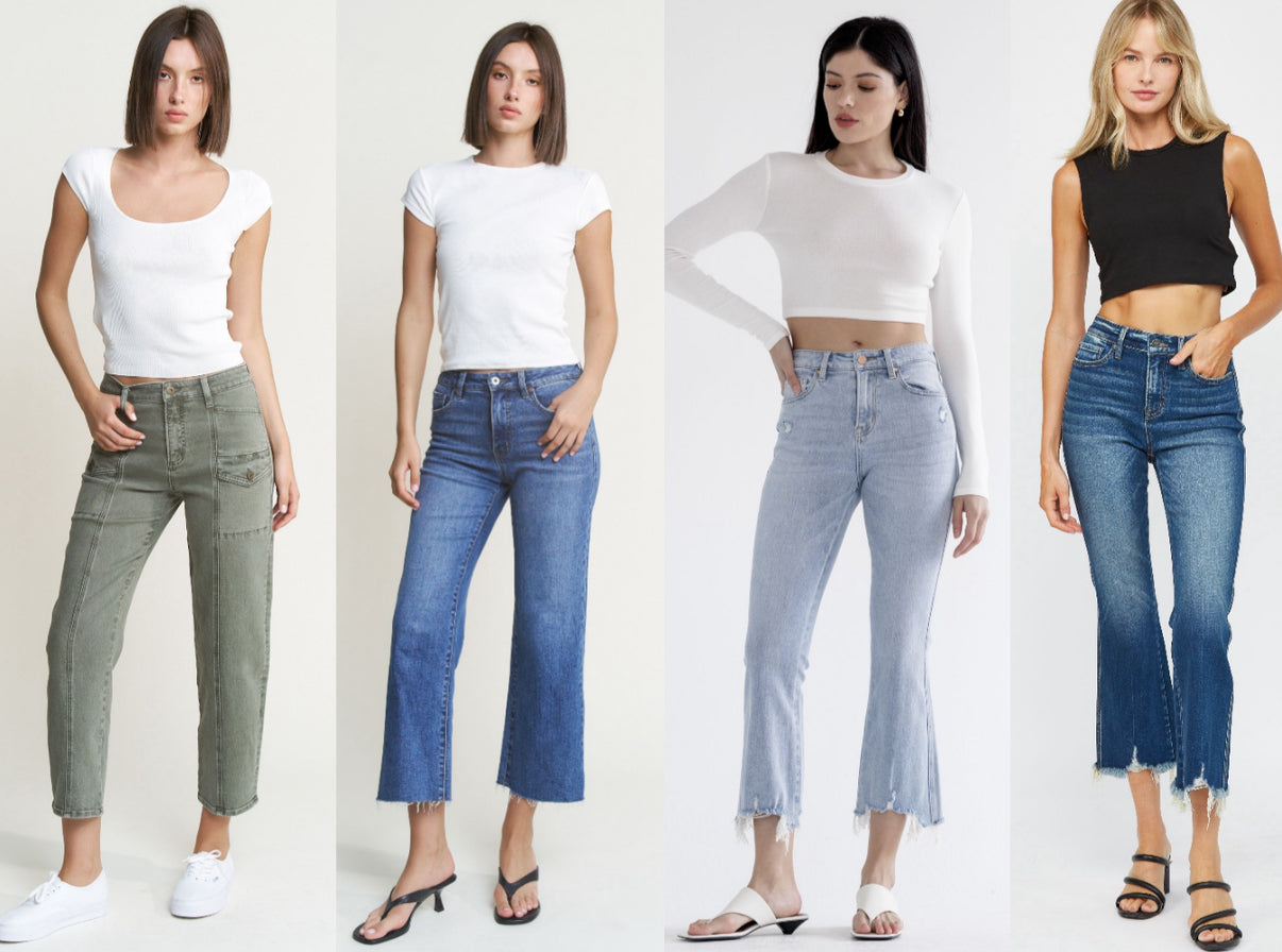 RESTOCKED AGAIN! Assorted Mica crop jeans (many other styles also available on website)
