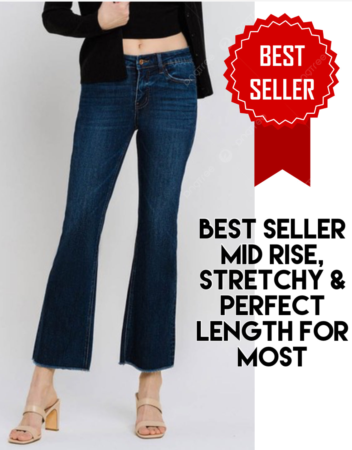 4TH RESTOCK ! Mid rise dark kick flare with stretch, BEST SELLER! (Jeans that Gracie is wearing in 11/26 video)