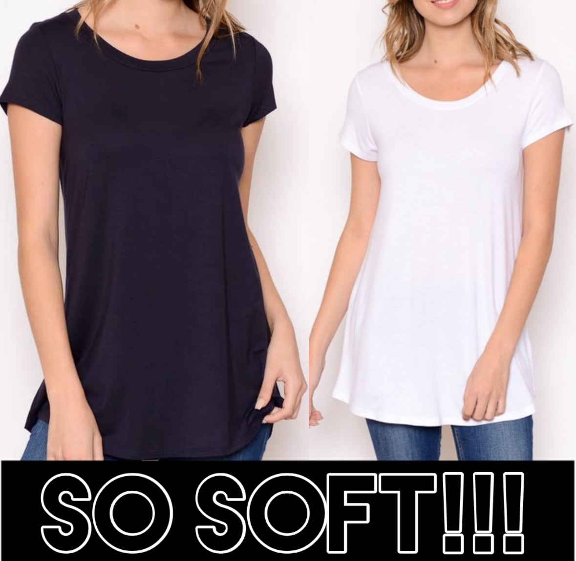 PREORDER NOW, RESTOCKING NEXT WEEK…Super soft jersey knit short sleeve tops, great alone or for layering!