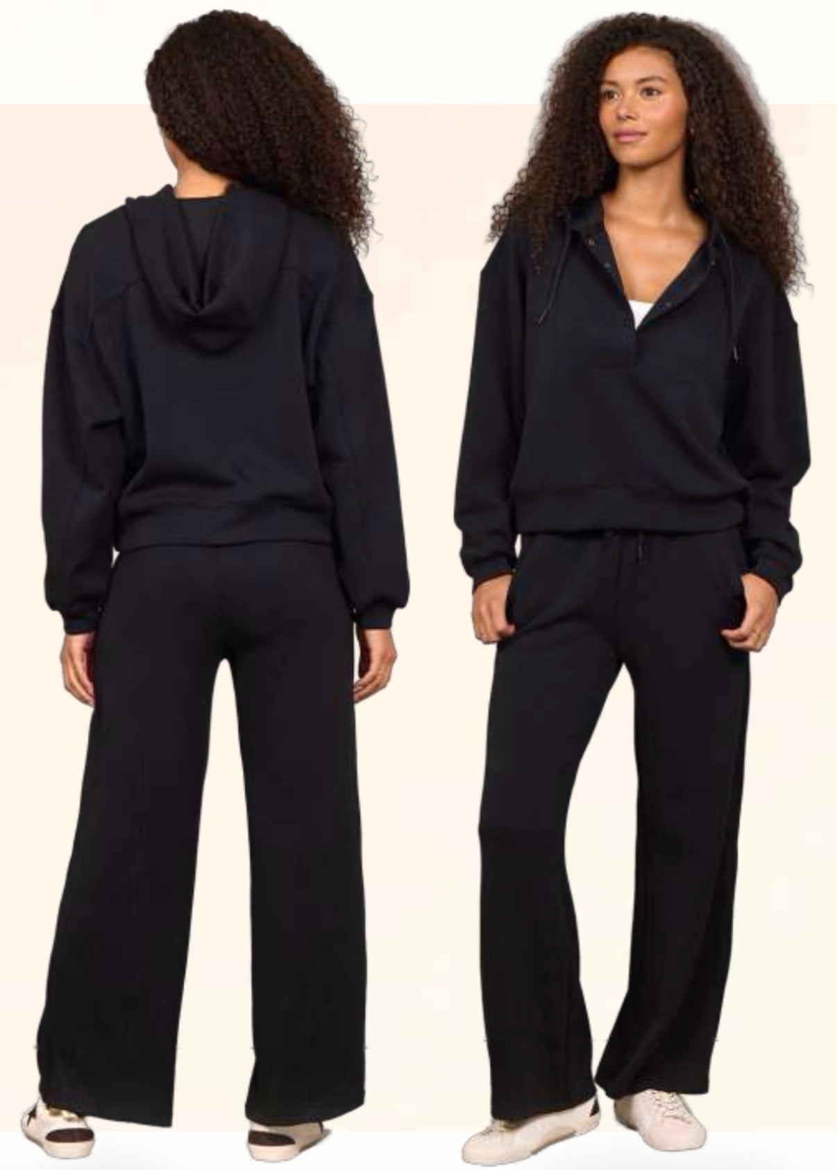 Vintage Havana soft scuba quarter snap hoodie and loose fit pants (sold separately)