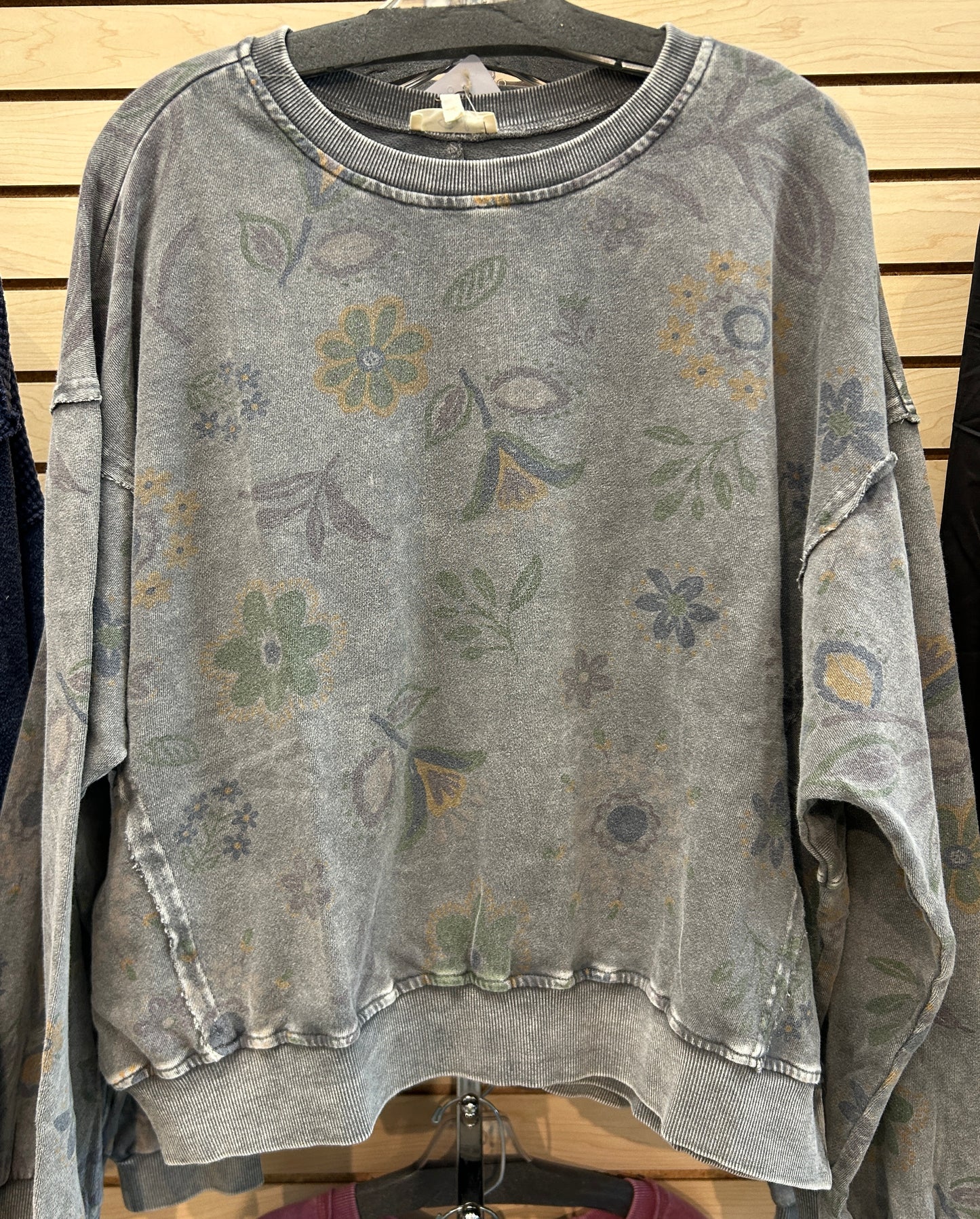 Grey floral print sweatshirt