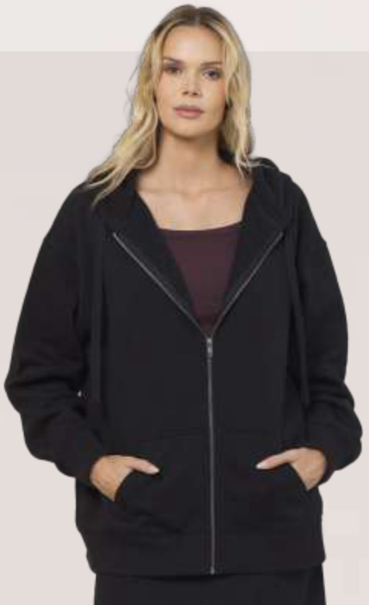BACK IN STOCK ! Vintage Havana loose fit black fleece zip with patchwork hearts on back