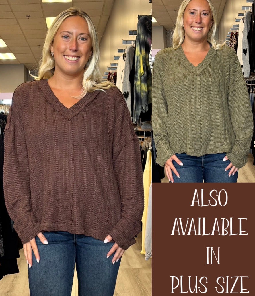 Soft knit textured v neck too