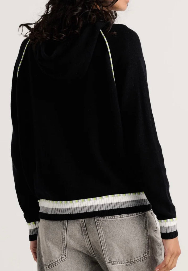 PREORDER NOW, Arriving Thursday…Zaket & Plover Black stripe trim zip sweater