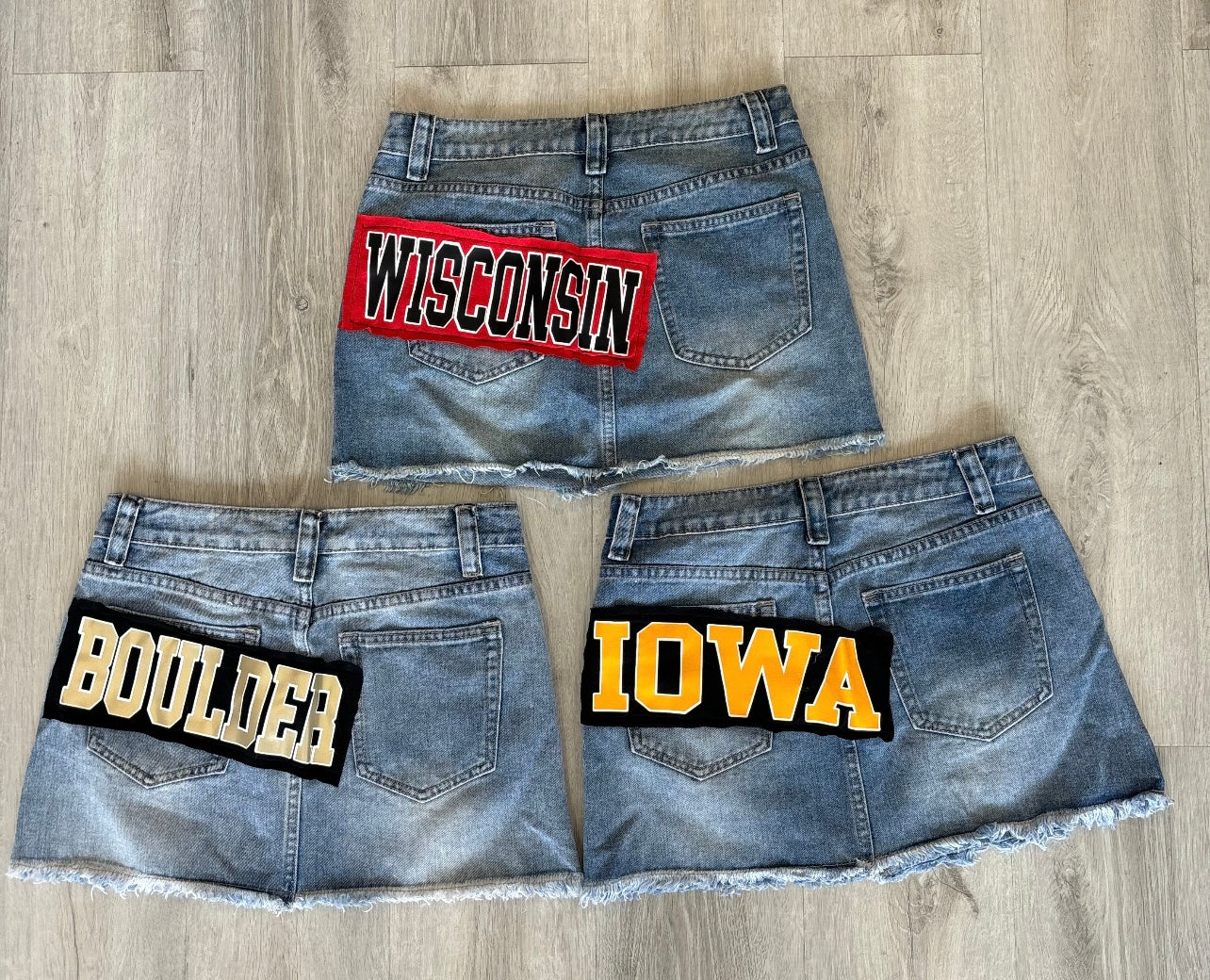 IN STOCK & Custom denim skirt with patch (order for ANY school or camp and tube top sold separately on our website)