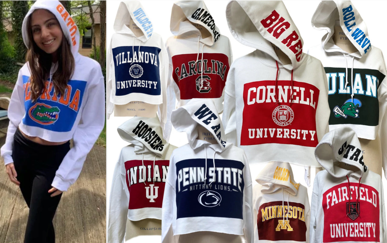 In stock crop hoodies with patch