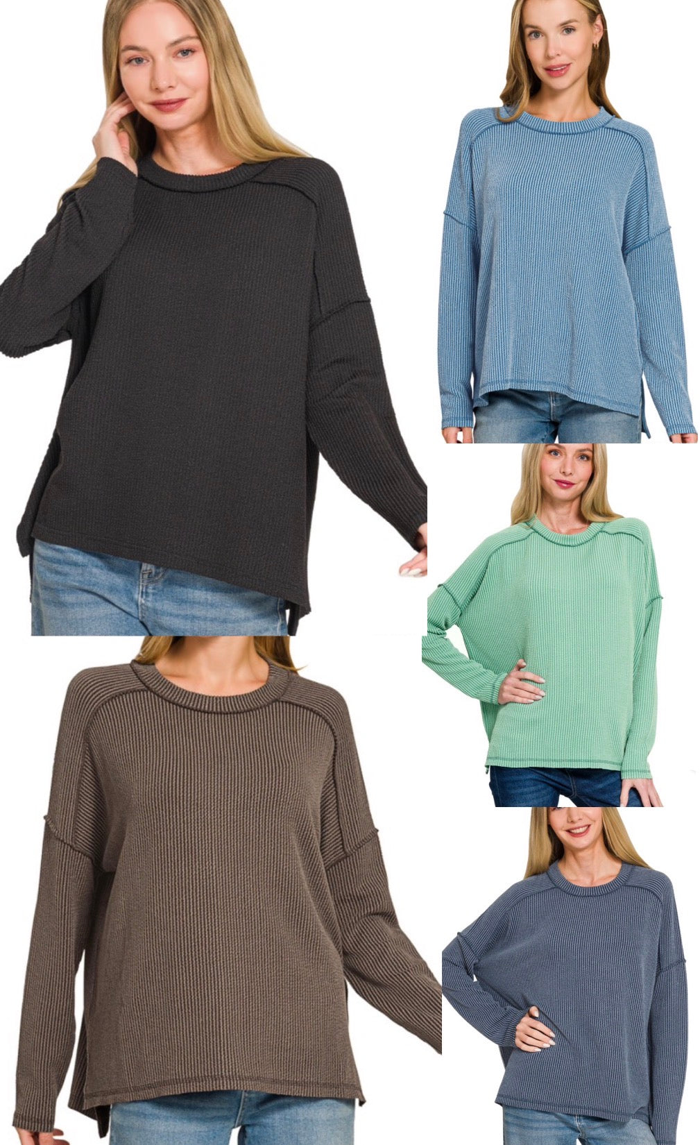 BEST SELLER EVERY SEASON! Loose fit ribbed long sleeve top