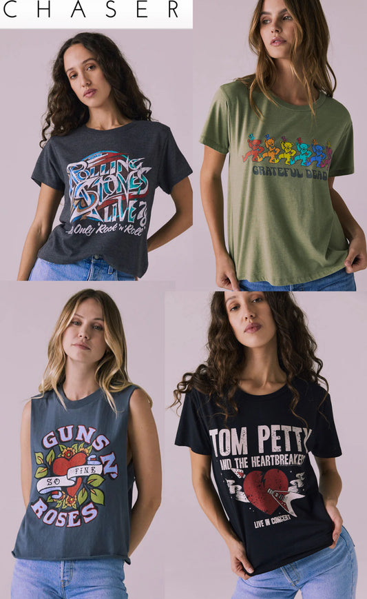 Chaser graphic tees and tanks
