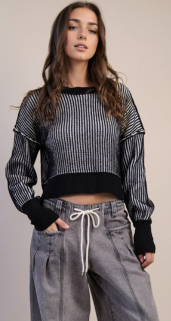 Black/white 2 tone sweater