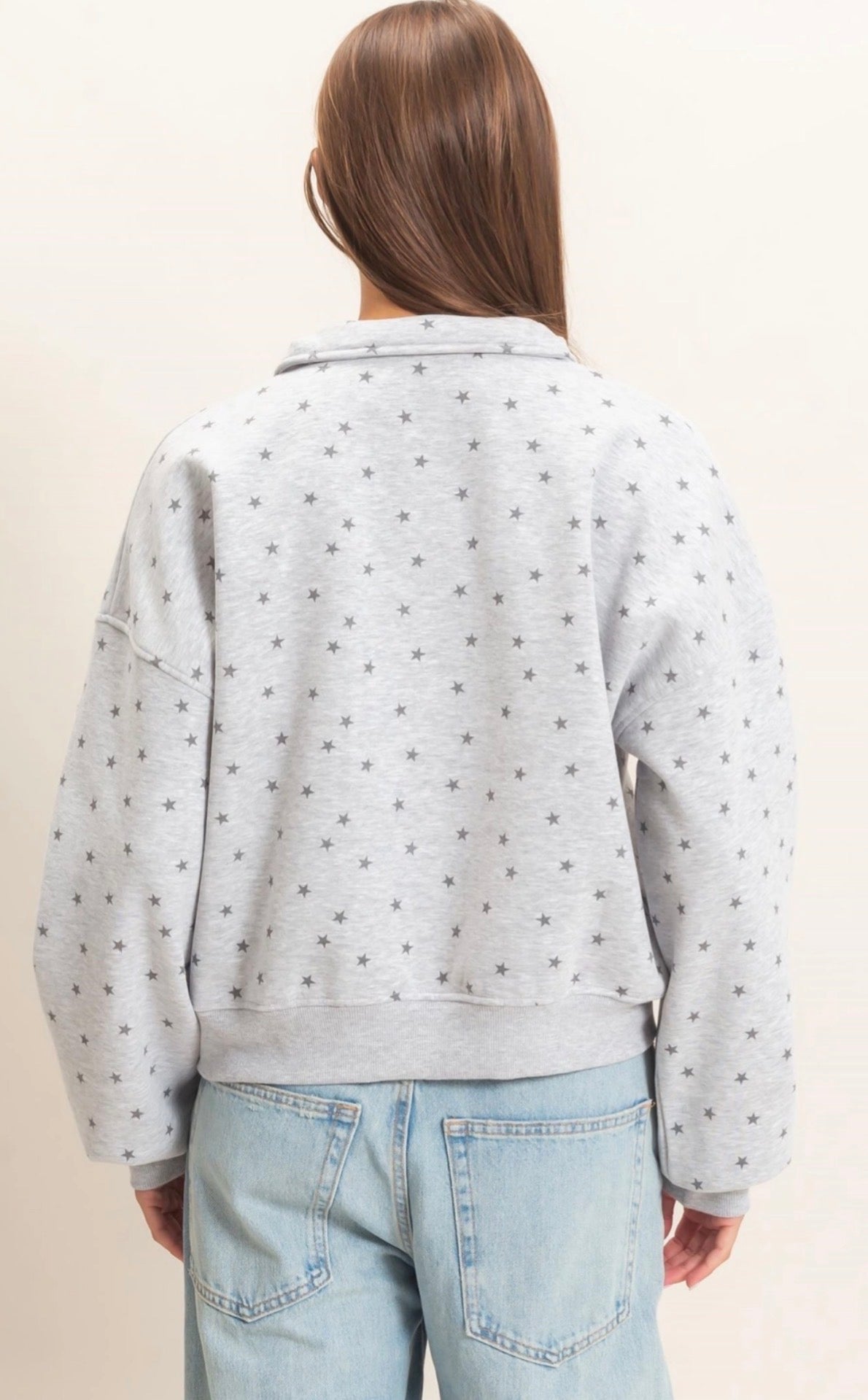 Mini stars quarter zip in grey