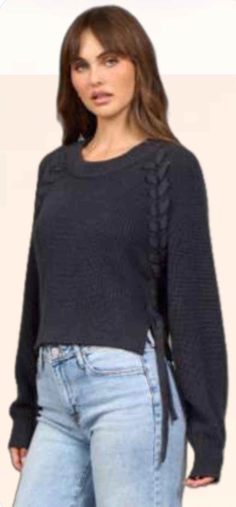 Vintage Havana charcoal grey braided sides sweater