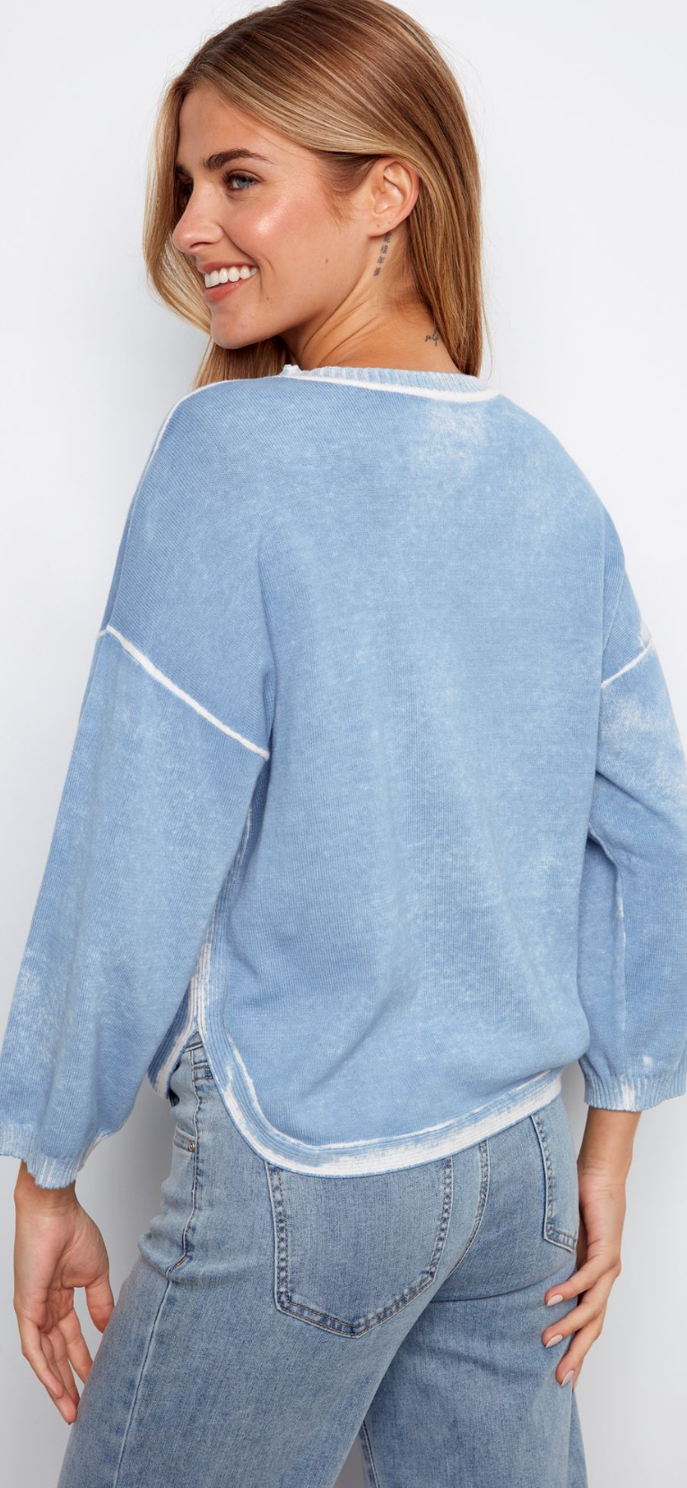 Charlie B snow wash 3/4 sleeve lightweight sweaters