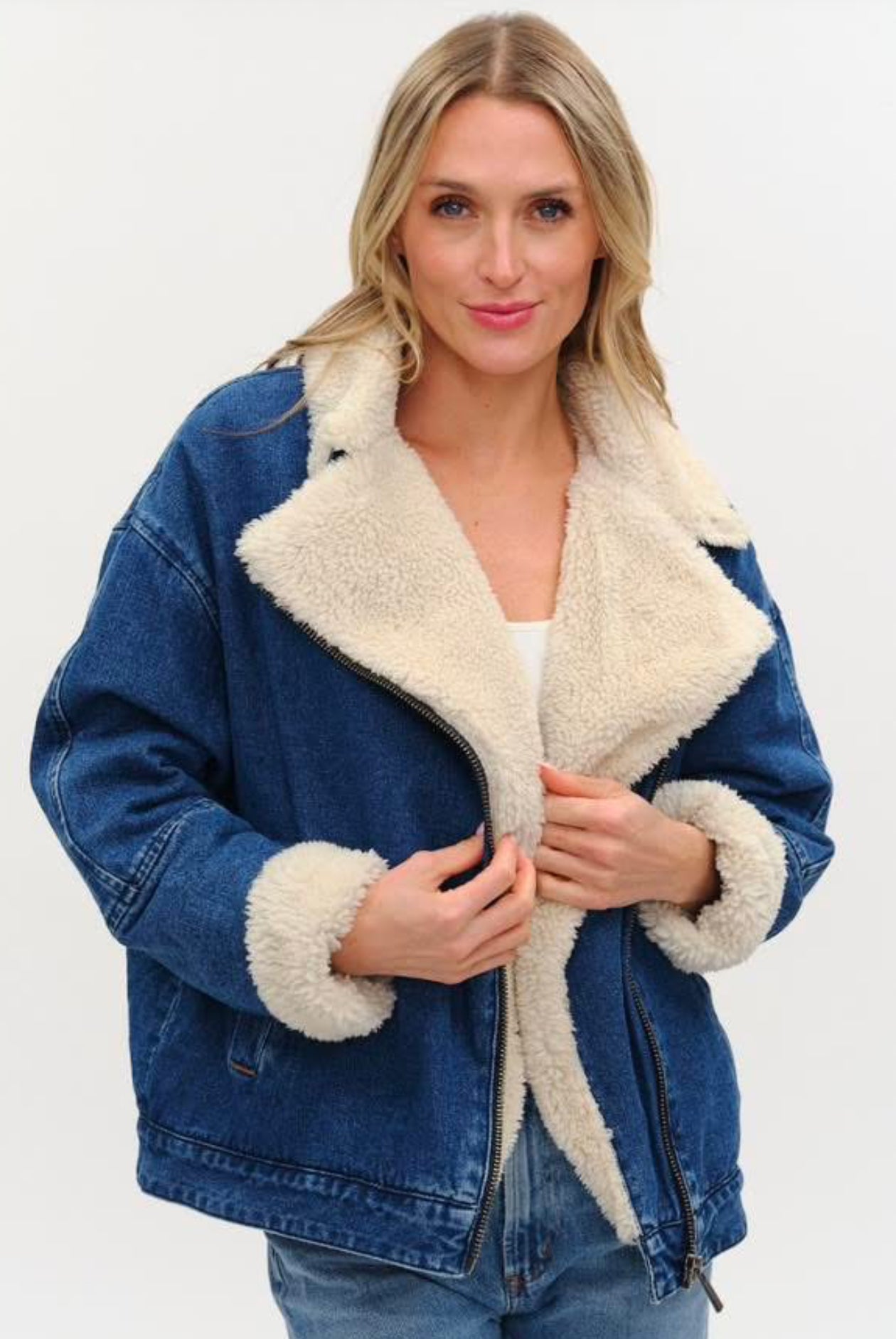 Six Fifty Williston denim and sherpa zip jacket