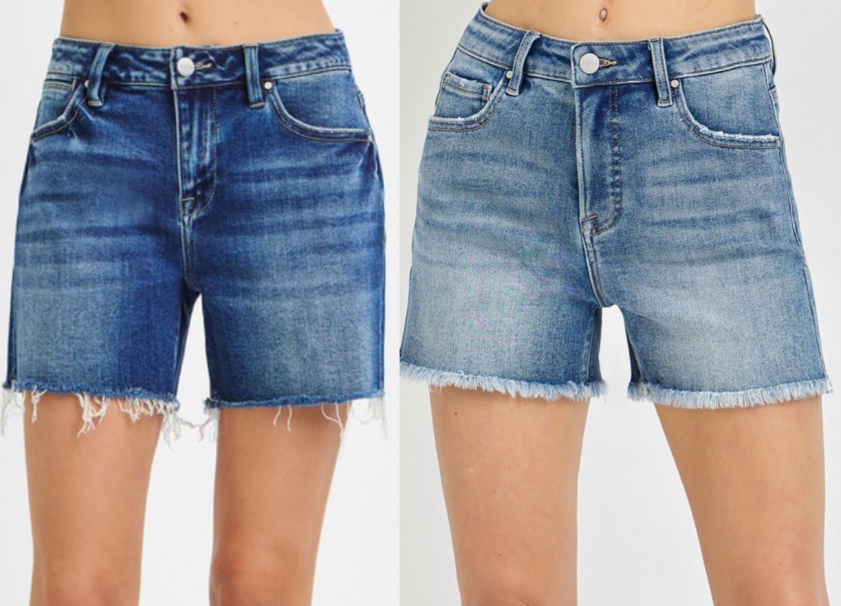 Risen denim stretch shorts