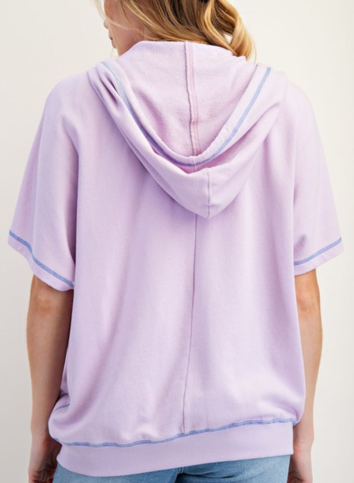 Lilac short sleeve zip hoodie with multi peace sign (also available in plus size)