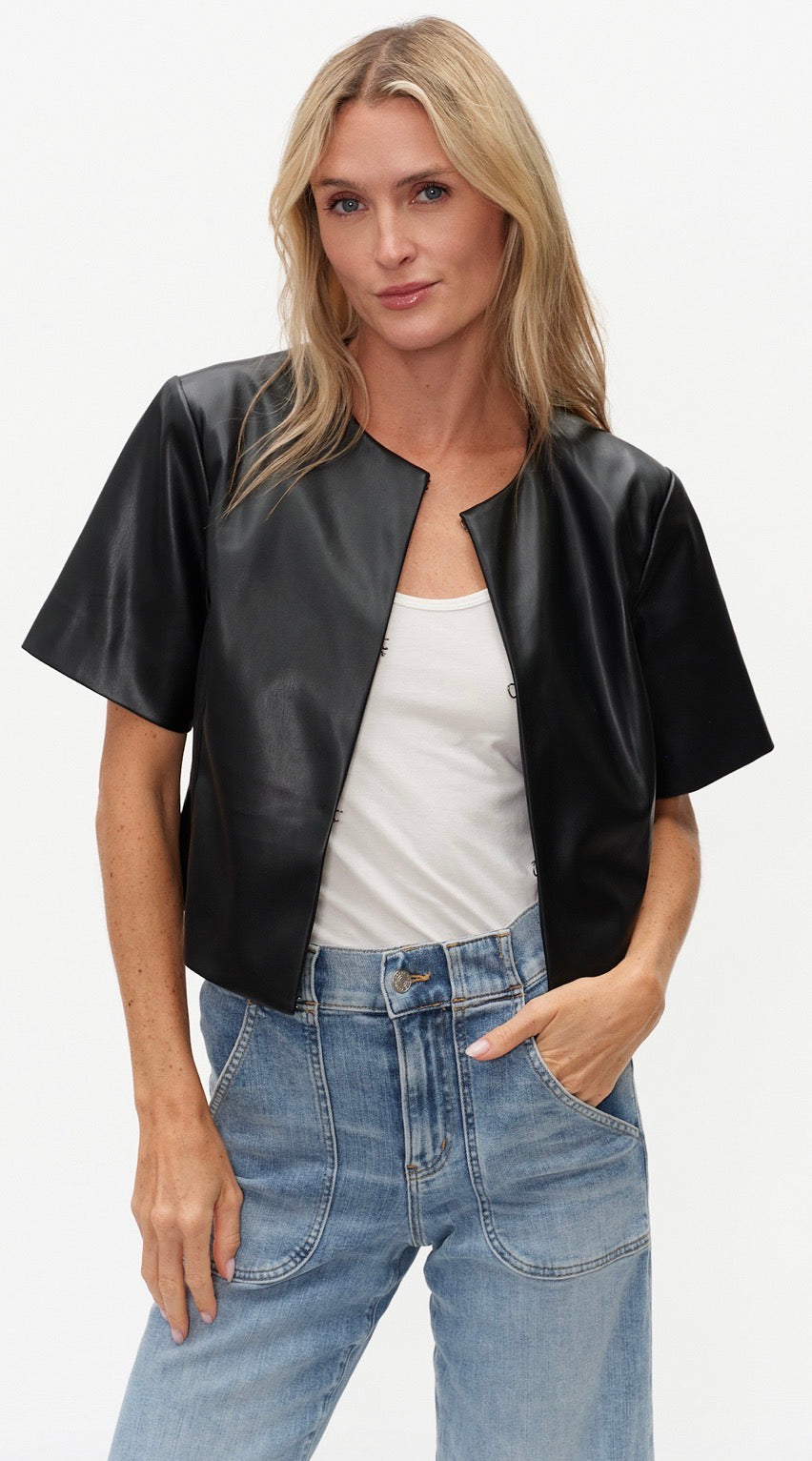 Six Fifty Quinn short sleeve leather jacket