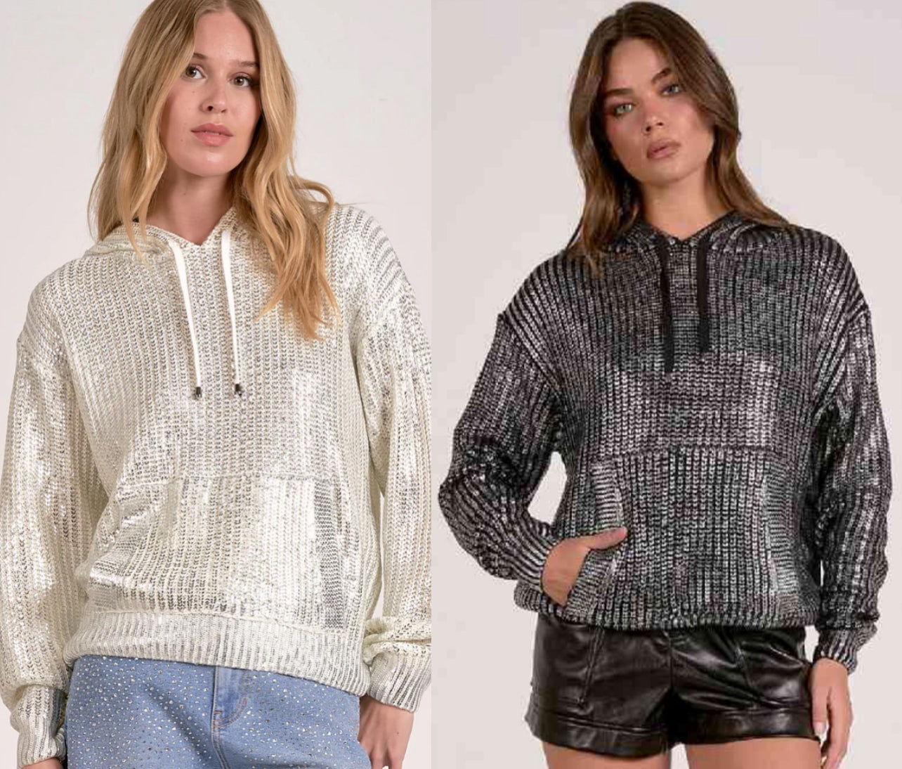 Elan metallic foil hoodies