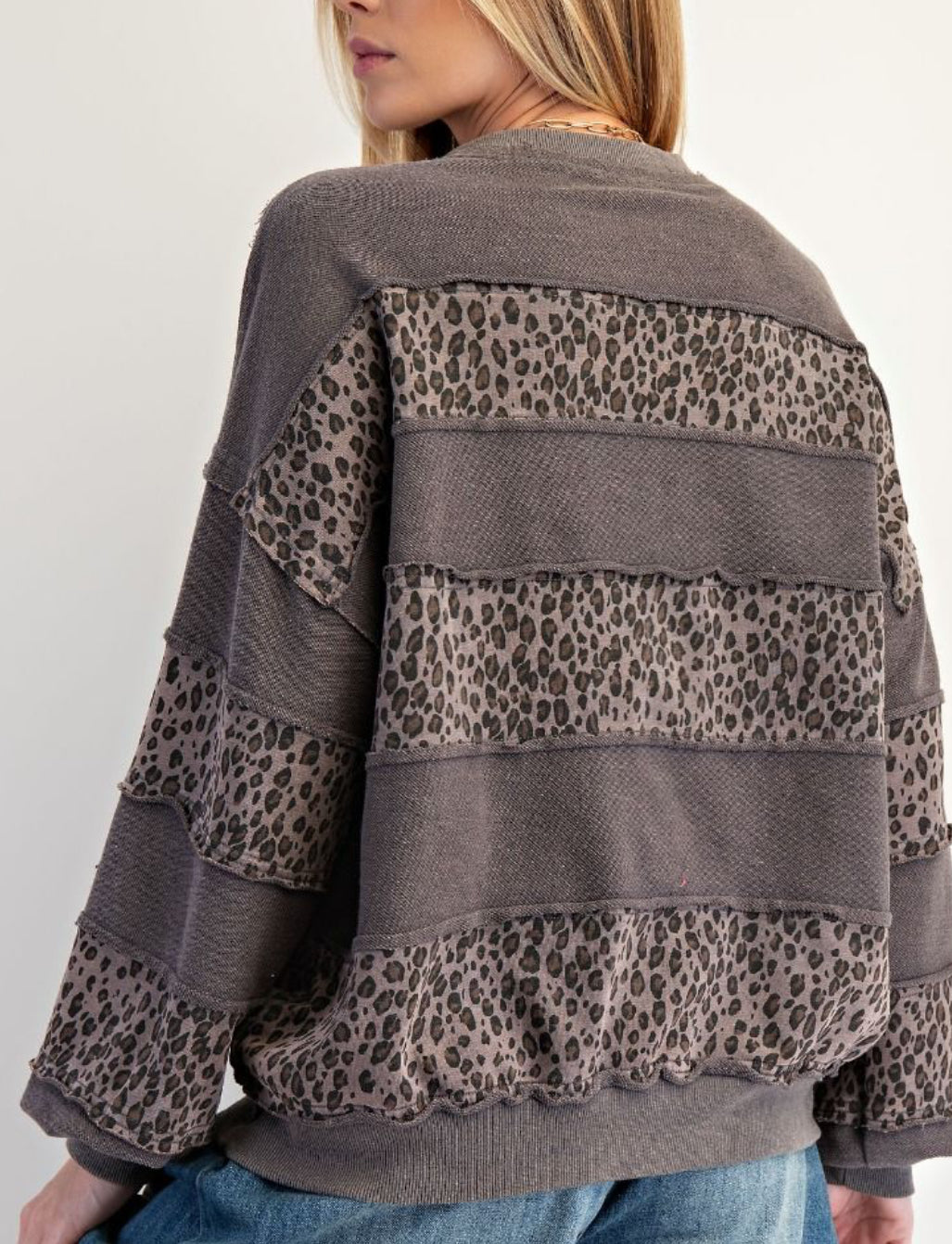 Leopard laceup sweatshirt