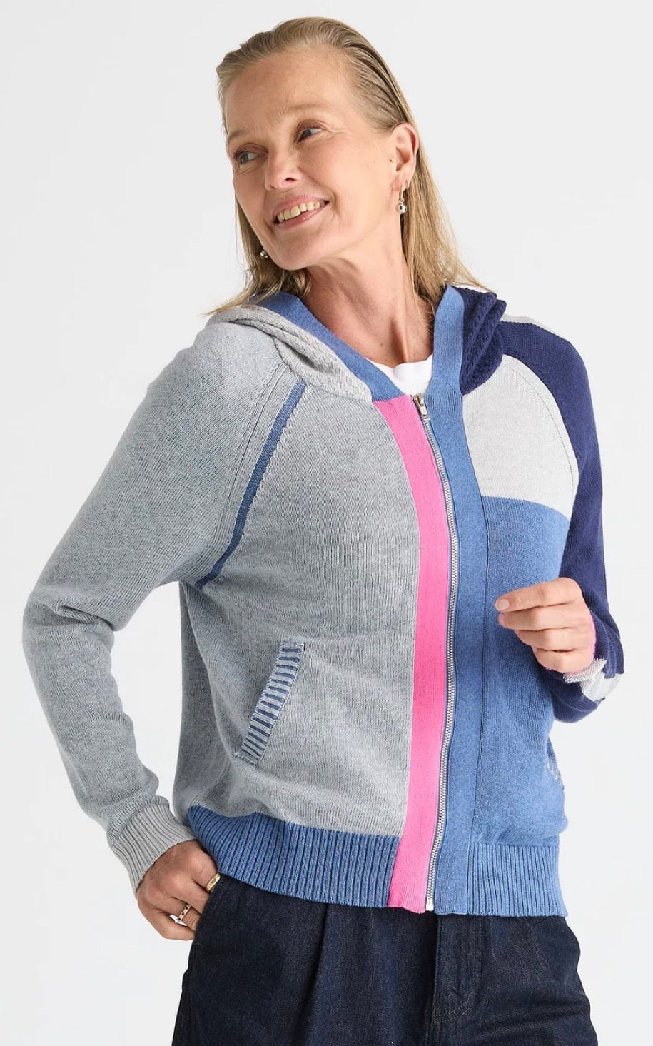 PREORDER NOW, Arriving Thursday…Zaket & Plover Plaited zip hoodie in Jean