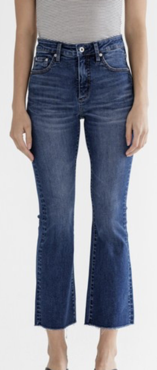 RESTOCKED! Mica dark denim crop bootcut jeans with stretch