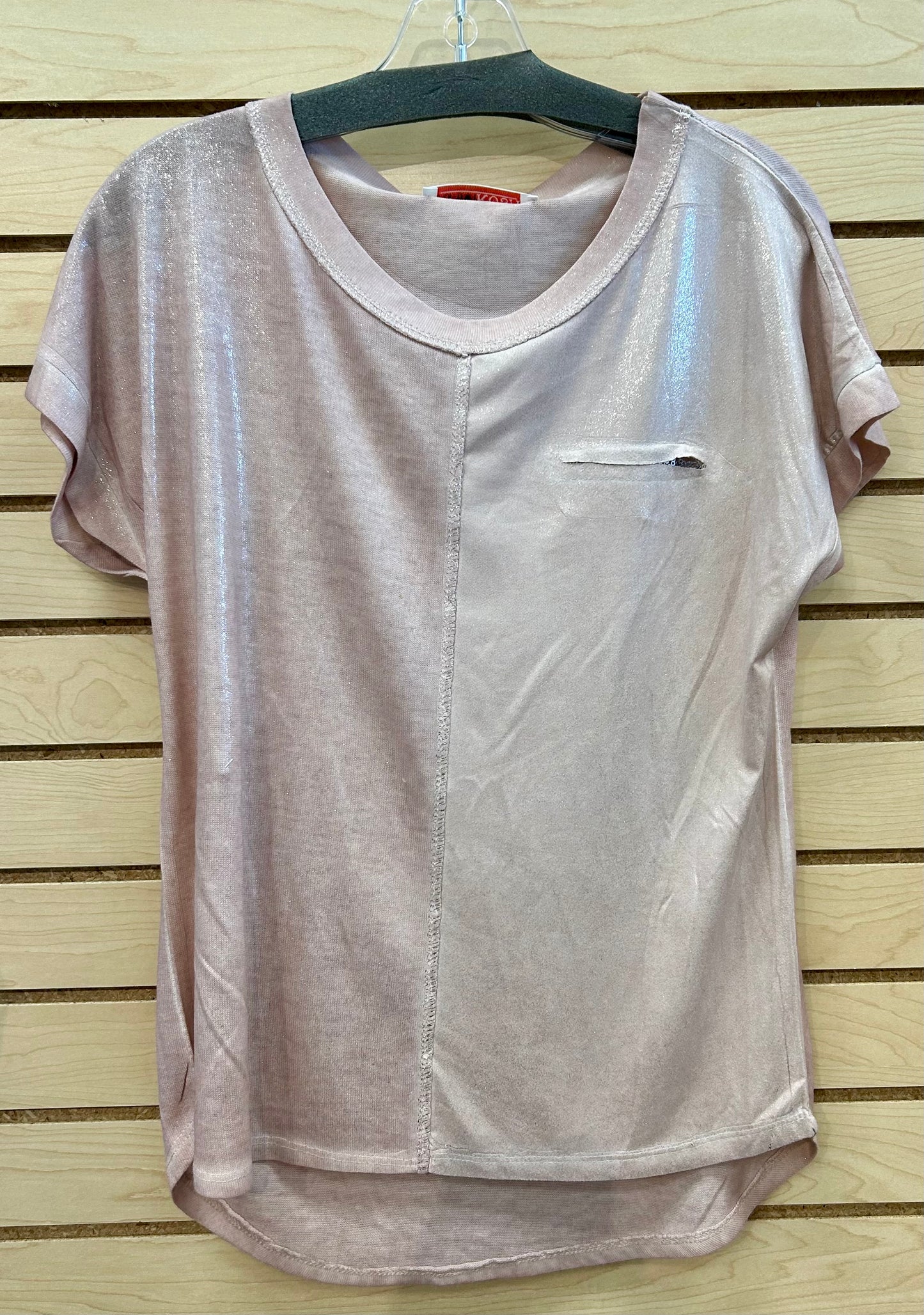 Black crinkle pull on cargo pants and soft knit 2 tone tops with lurex detail