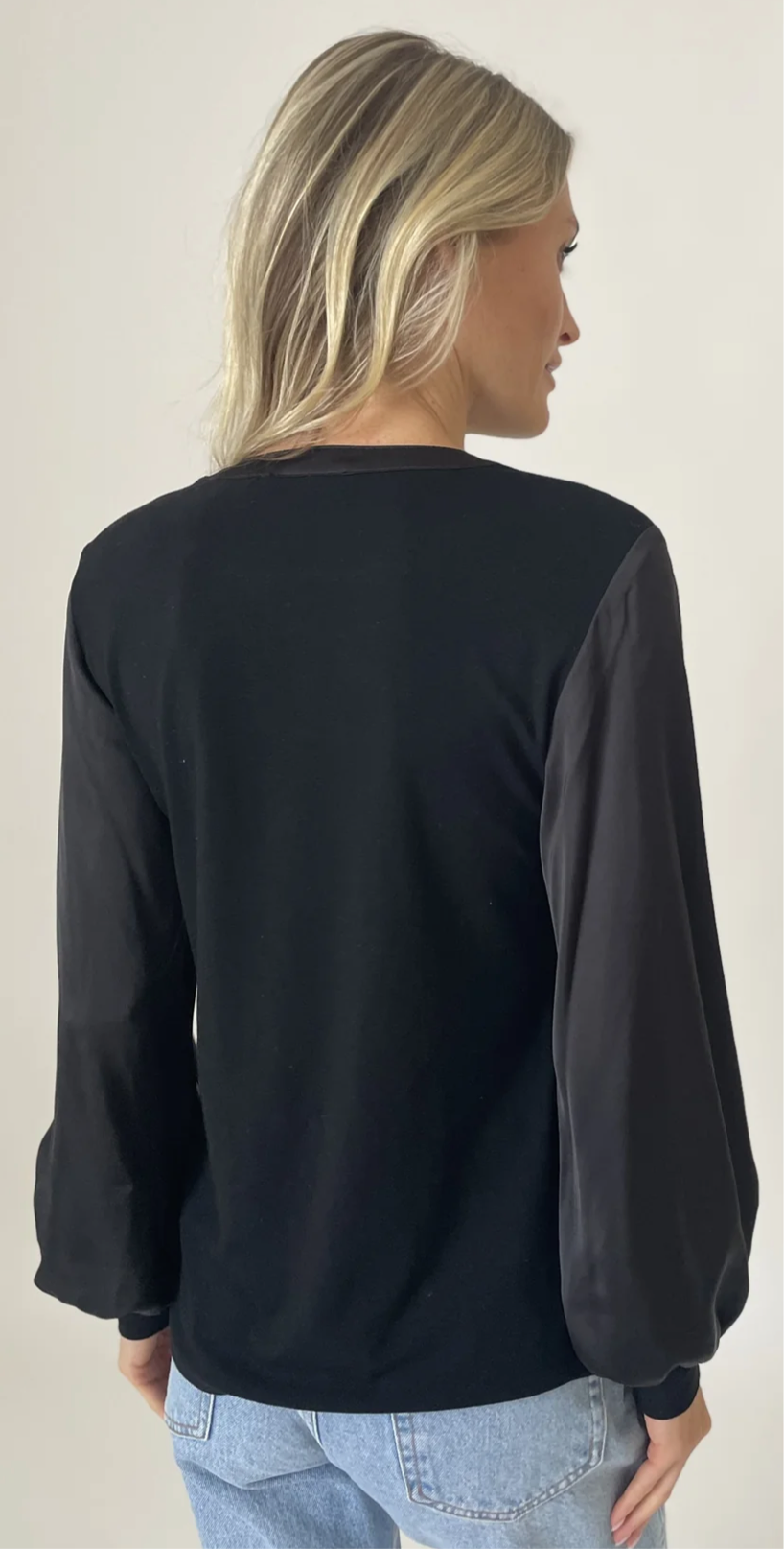 Six Fifty black Janie henley with satin trim