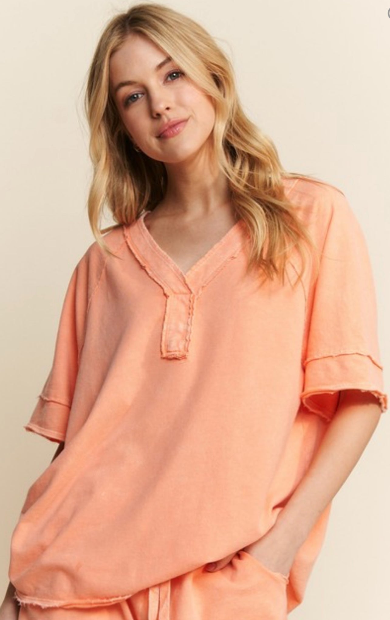 Papaya short sleeve soft knit top
