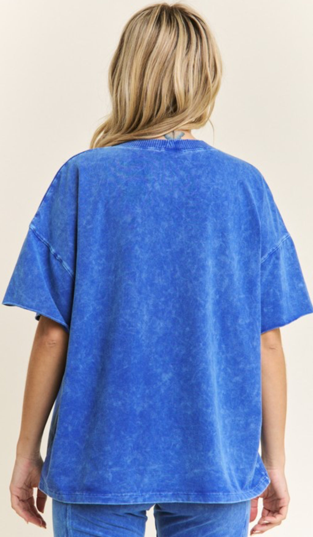 Cobalt blue relaxed fit v neck tee
