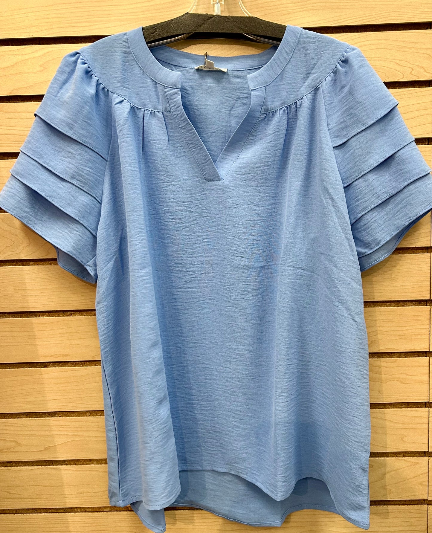 Sky blue tier sleeve top