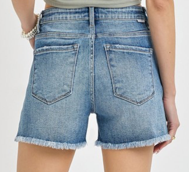 Risen denim stretch shorts