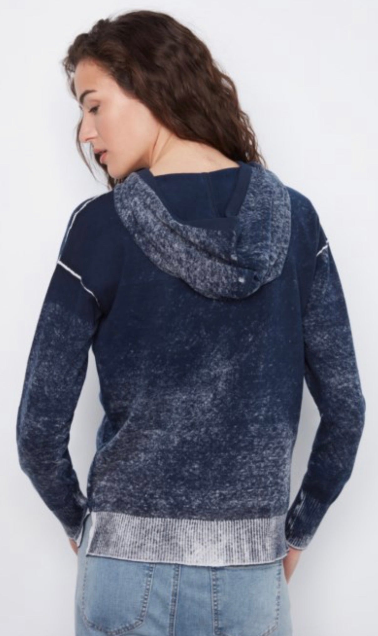 ARRIVING TODAY, Charlie B navy mineral wash lightweight knit hoodie