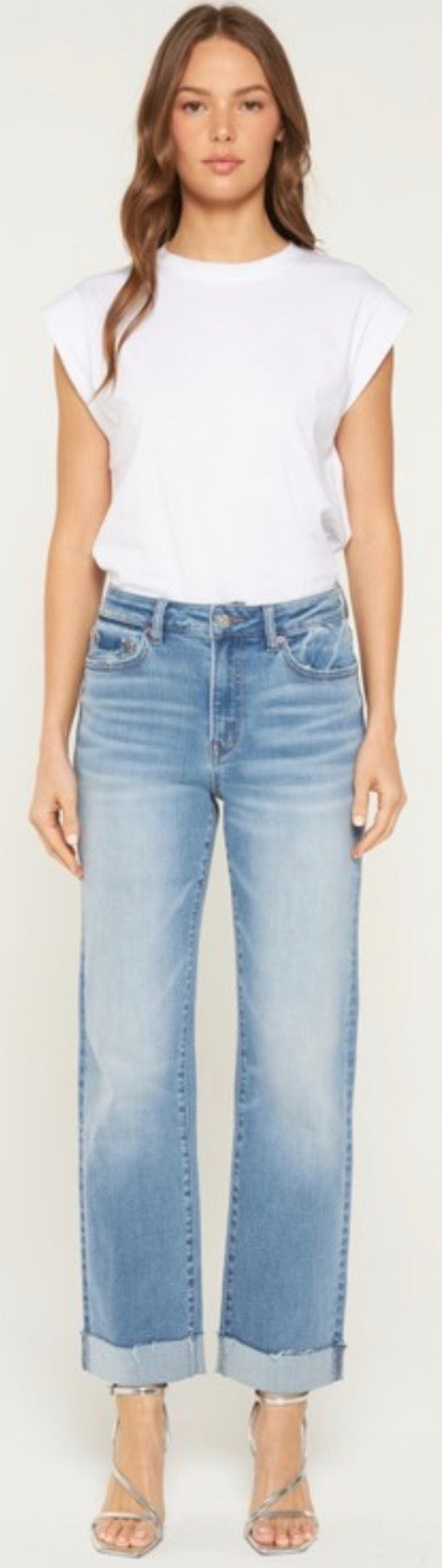 Mica slim wide leg with stretch and cuff bottom