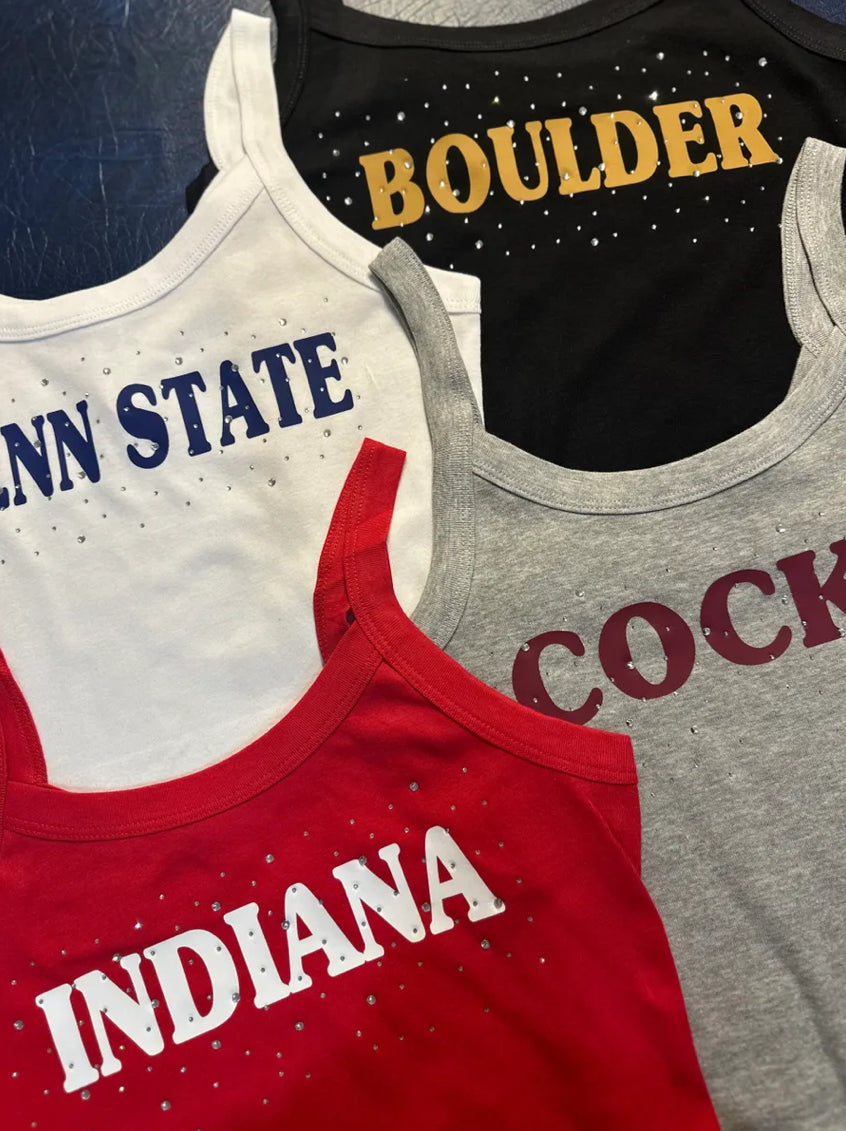 IN STOCK college tank with sparkles