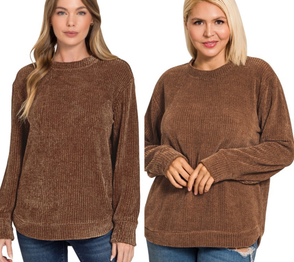 Brown chenille sweaters, also available in PLUS SIZE