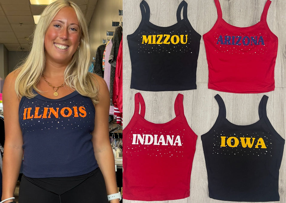 IN STOCK college tank with sparkles