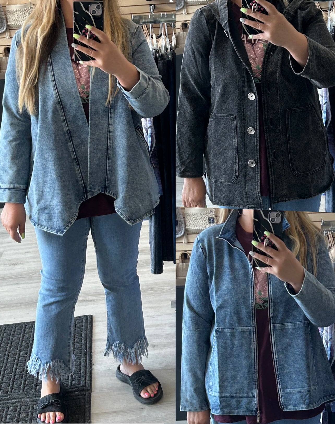 RESTOCKED! BEST SELLERS! Last shipment sold out in a day! Assorted stretch denim jackets (Small through XL)