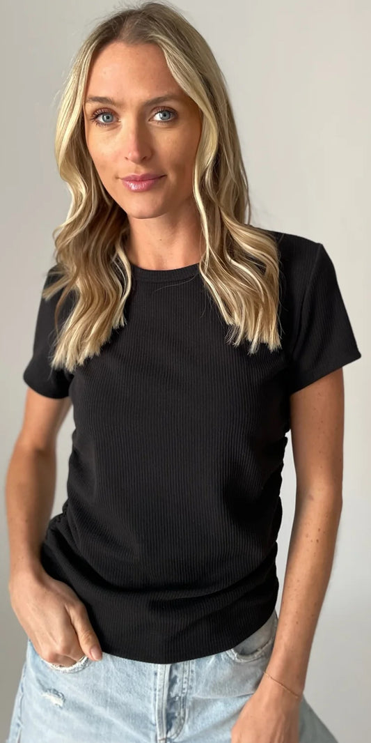 Six Fifty black Maddy tee with cinched sides