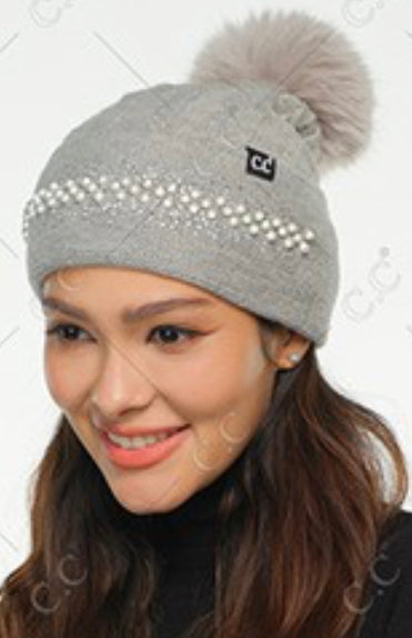 CC hats with pearls (2 styles, assorted colors)