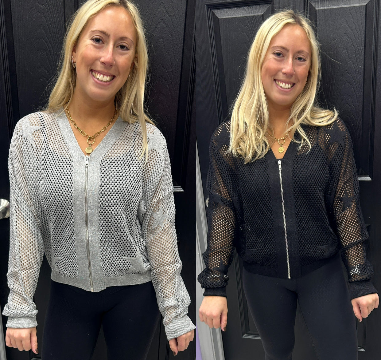 Mesh zip jacket with stars