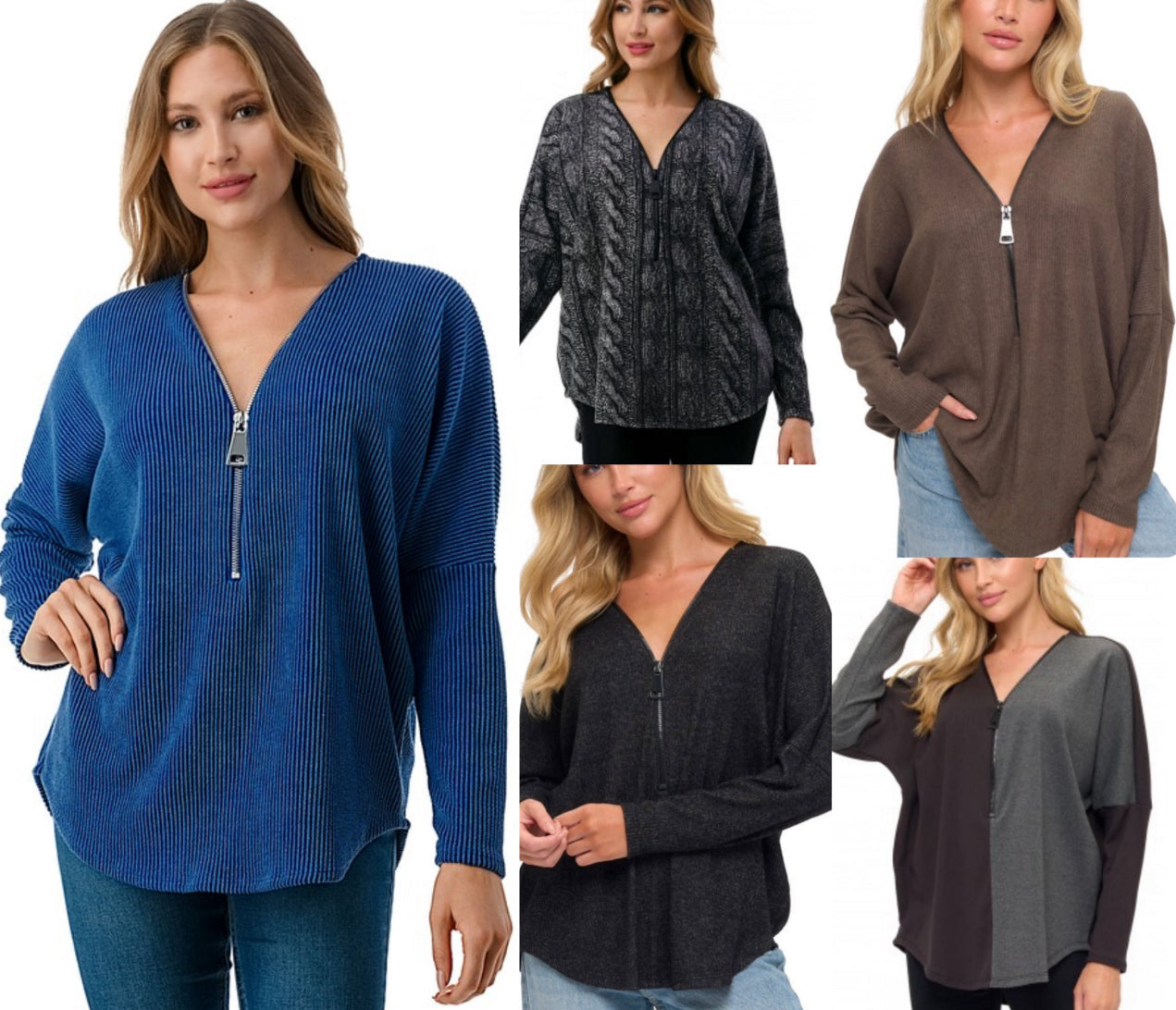 Best selling Ariella zip front relaxed fit tops