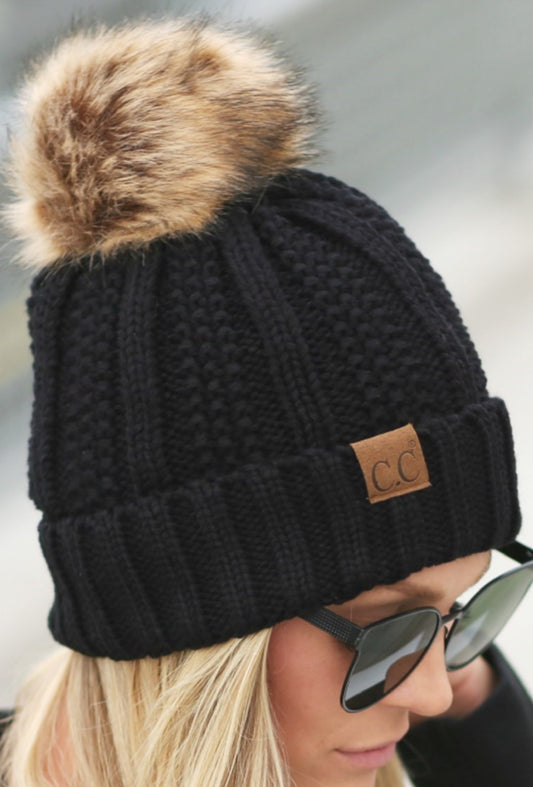 PREORDER NOW, Arriving Friday…CC pom hat with warm, soft lining, best seller