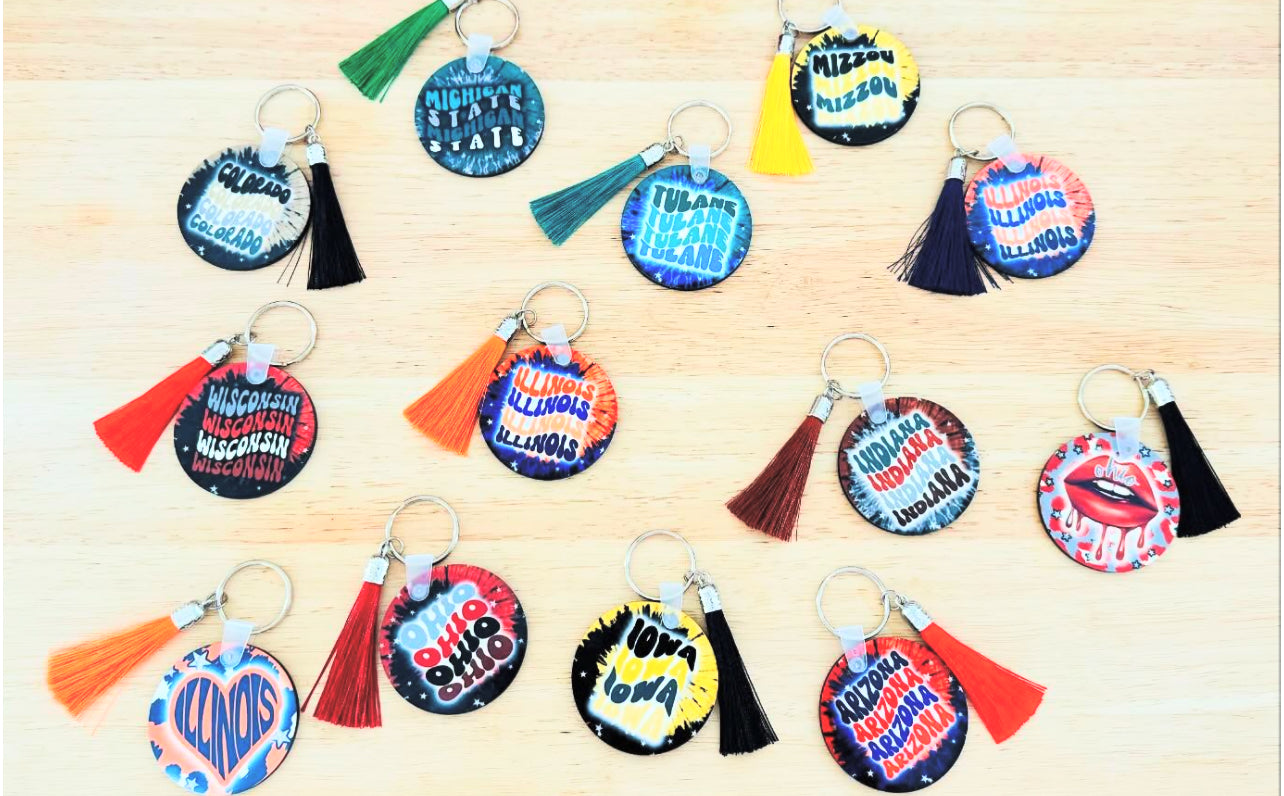 Custom keychains (double sided and available to order for ALL schools) GREAT GIFT IDEA!!!