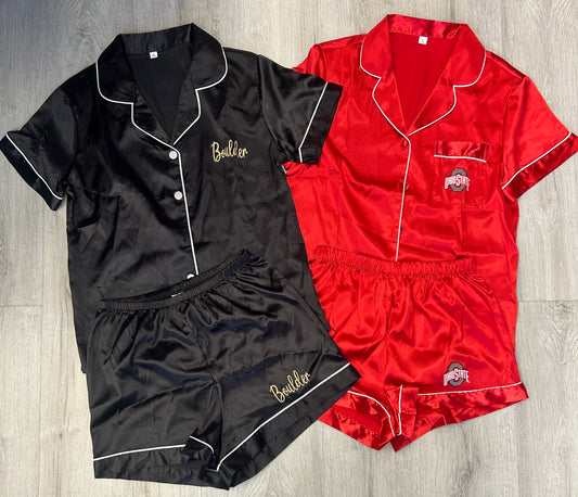 IN STOCK & Custom satin pajama set (ALL schools are available to order, 2 design options, see pics) GREAT GRAD GIFT!
