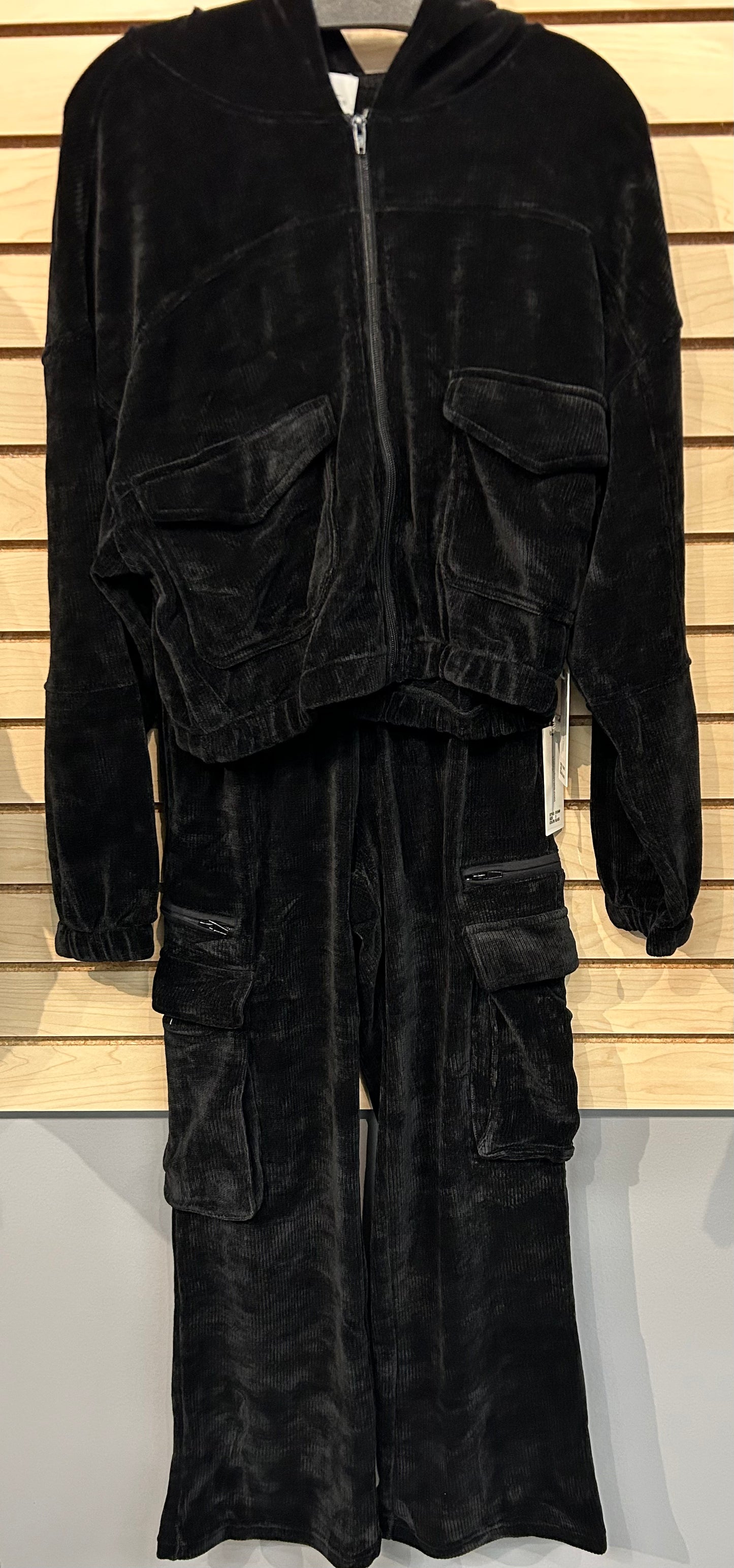 Vintage Havana black SUPER SOFT brushed cord zip hoodie and cargo pants (sold separately)
