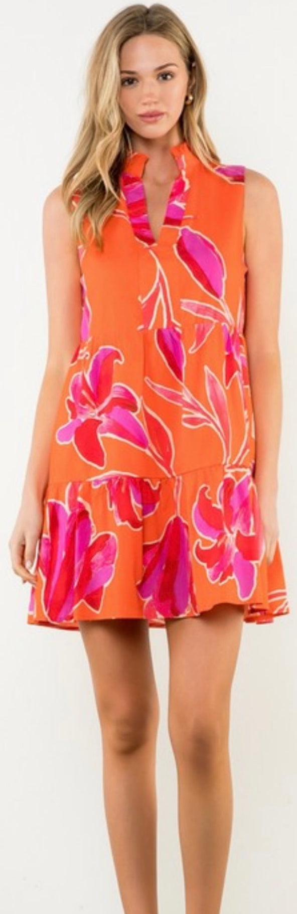 THML orange/pink sleeveless dress