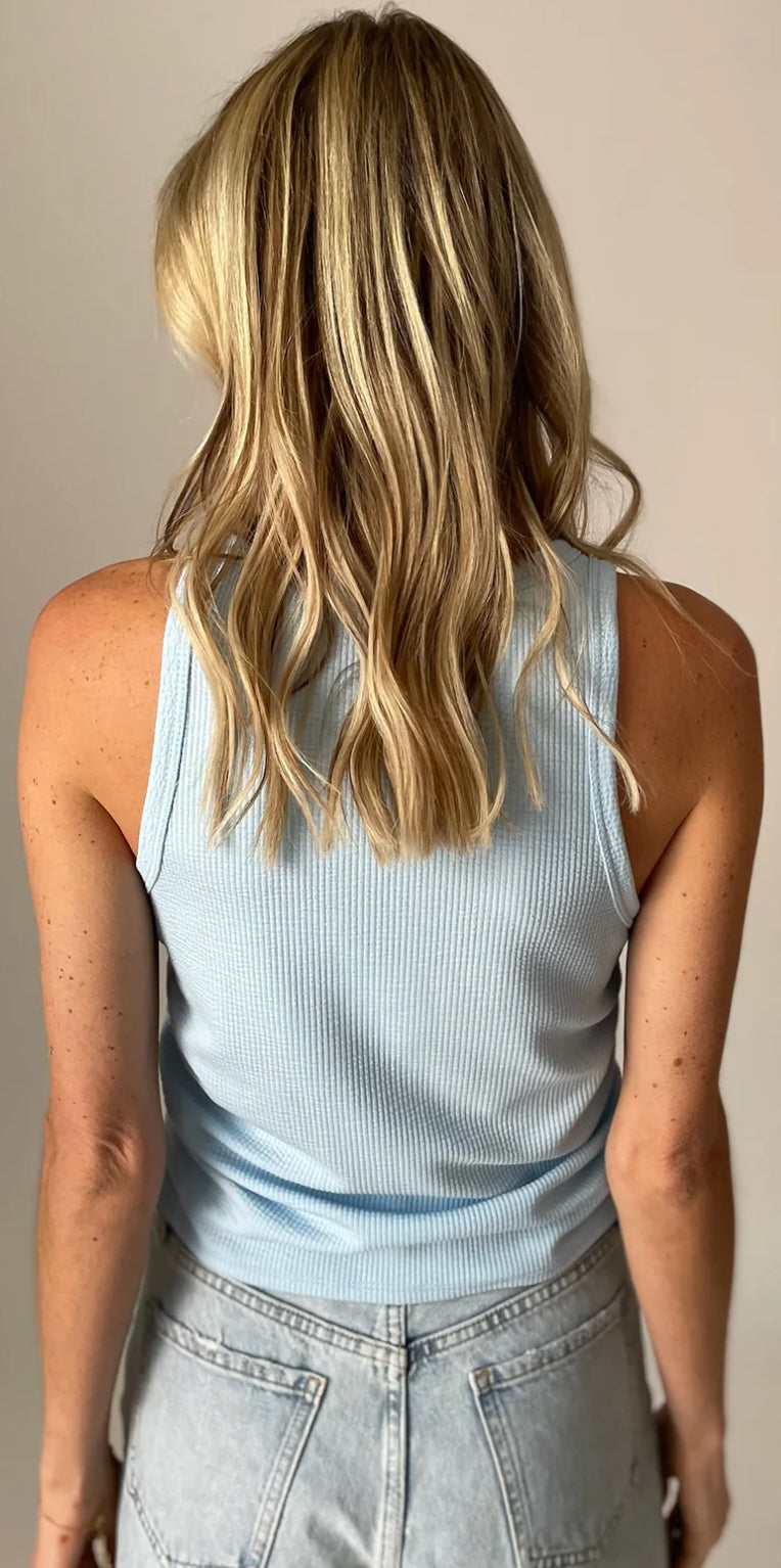 Six Fifty light blue Sarah tank with cinched sides