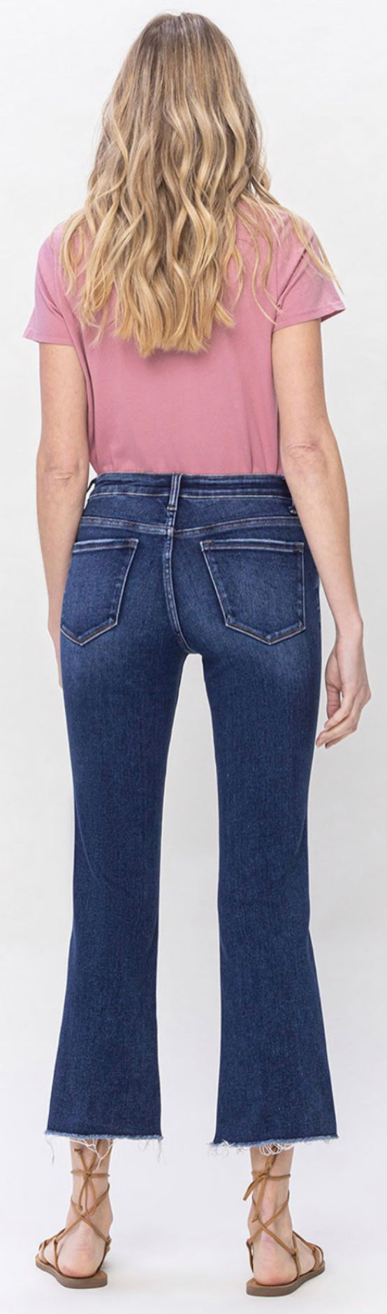 15TH RESTOCK! Dark crop (or full length on shorter women) mid rise flare jean with stretch, BEST SELLER!