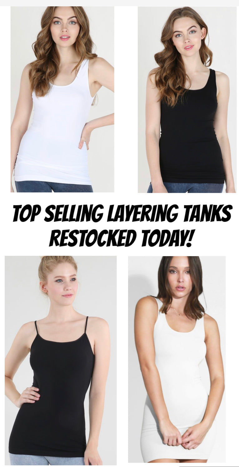 RESTOCKED AGAIN...TOP SELLER! Niki Biki stretch smooth tanks, great for layering, ASSORTED STYLES/COLORS