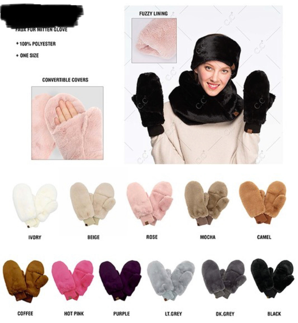 PREORDER NOW, Arriving Friday…CC super soft & warm faux fur pop top mittens with sherpa lining, BEST SELLER! 🎁GREAT GIFT!🎁